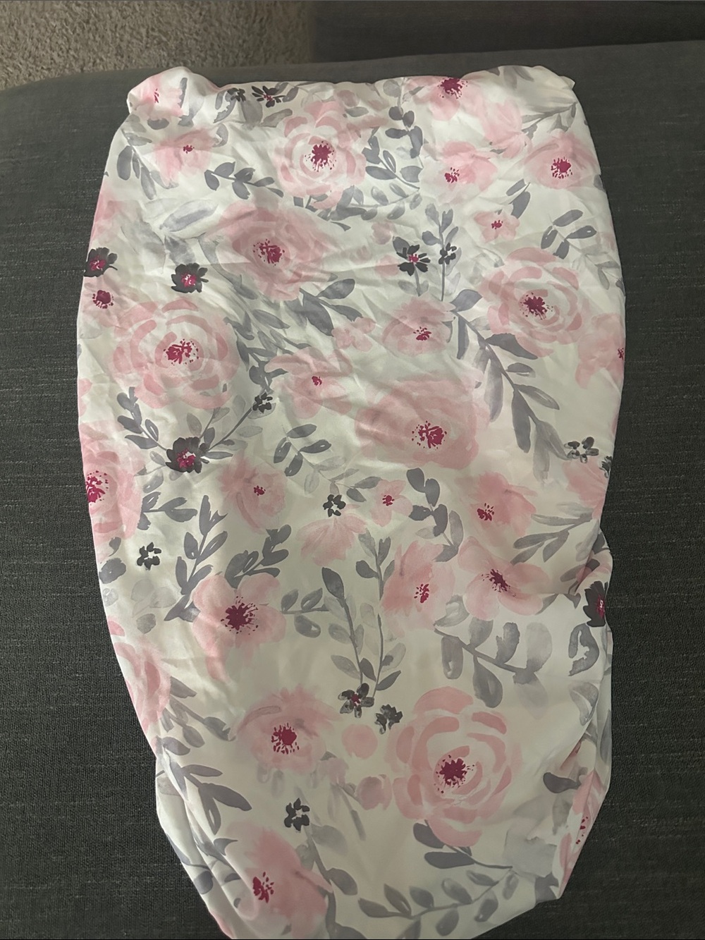 Floral Pink & Gray Bassinet Sheet - Rose Print